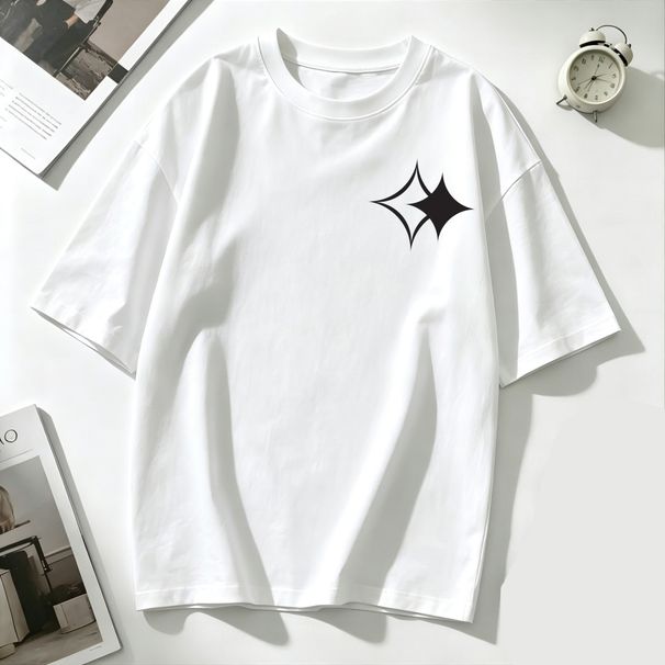 Women's Oversized T-Shirt Minimal Double Star Graphic Casual Loose Short Sleeve Streetwear Top_ecoleips.com
