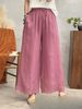 Suitable For All Seasons Loose Embroidered Double-Layer Ramie Wide-Leg For Women 2025 Summer New Elegant Solid Color Linen Versatile Straight-Leg_ecoleips.com