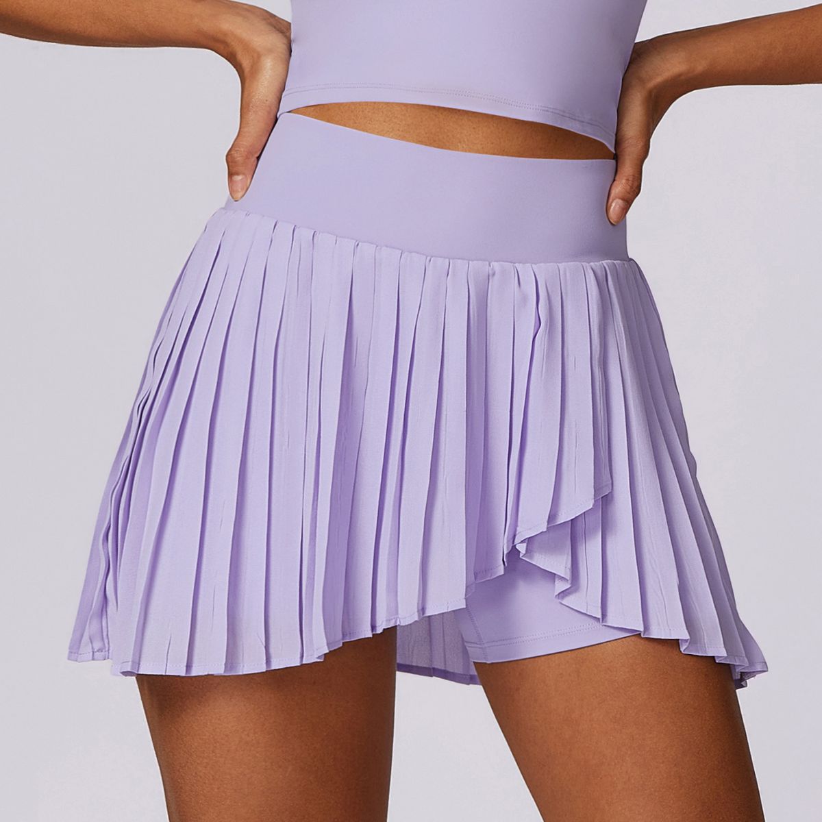 Women's Clothing Women's Casual Pleated Sports Short Skirt Quick Drying Tennis Fitness Pants Anti-Exposure Two Piece Set_ecoleips.com