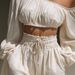 Women's French Style Relaxed off Shoulder Long Sleeve Top And High Waisted Ruffled Shorts Set Casual Short Outfit_ecoleips.com
