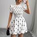 Women's Clothing Ladies New Elegant Waist Bow Print Bud Dress_ecoleips.com