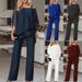 Women's Elegant Off-Shoulder Batwing Sleeve Top And Pants Set Casual Irregular Two Piece Spring Summer Autumn_ecoleips.com
