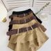 Khaki High-Waisted Slimming A-Line Short Skirt for Women Puffy Cake Style Petite Spring 2026 New Arrival_ecoleips.com