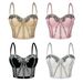 Sparkling Mesh Corset Top With Rhinestones - Sexy Bustier Lace Bralette For Women, Adjustable Straps, Bodycon Fit, Stage & Party Wear_ecoleips.com