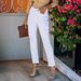Women's Clothing Raw Edge White Stretch Denim Straight Pants Cigarette Pants_ecoleips.com