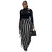 M6538 Independent Women's Clothing Brushed Fabric Cute Side Fringe Midi Skirt_ecoleips.com