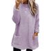 Women's Long-Sleeved Pockets, Plush Sweatshirts, T-Shirt Tops_ecoleips.com