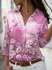 Women's Clothing Women's Elegant Printed Long Sleeve Shirt Loose Collar Single Breasted Top Style Ladylike Design_ecoleips.com