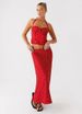 Summer Polka Dot Fashion High Waist Long Dress Two Piece Set For Women Sexy Backless V Neck Halter Neck Design_ecoleips.com