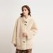 Aria Basics 2025 Autumn/Winter Women's Loose-Fit Lamb Wool With Horn Buttons, Sheepskin Fur Coat_ecoleips.com