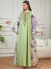 Elegant Women's Beaded Embroidery Dress V Neck Flared Sleeves Long Robe European American Style Fashion Muslim Abaya_ecoleips.com