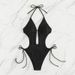 Women's Clothing Solid Color Halter Neck Hollow One Piece Swimsuit Triangle Beach Sexy Bikini_ecoleips.com