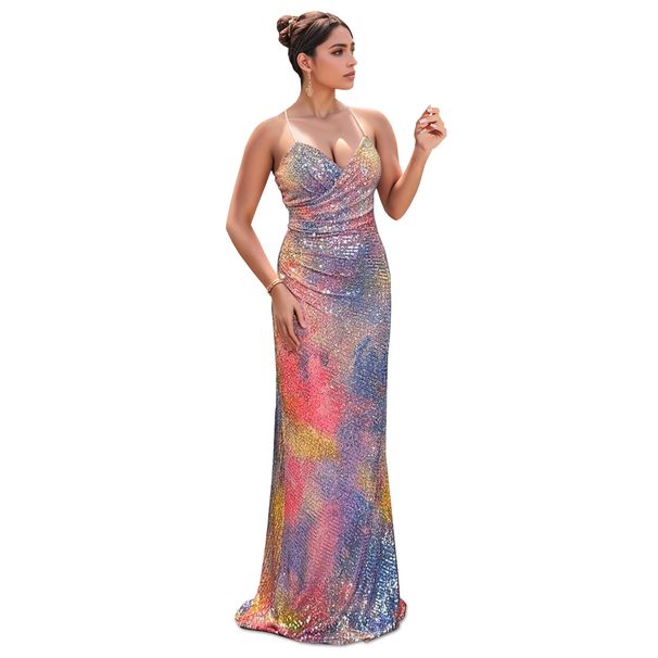 Women's Clothing Fashion Women's Clothing Sexy Sling Sequins Slim Fitting Arm Dress_ecoleips.com