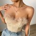 Summer Wear Sexy Lace Low Cut Backless Feather Steel Ring Fishbone Tube Top_ecoleips.com
