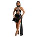 Women's Clothing Solid Color Side Cape Sleeveless Short Skirt Dress For Women_ecoleips.com