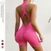 Women's Clothing Zipper Design Reveals V Peach Buttocks Behind Sports Yoga Jumpsuit_ecoleips.com