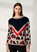 Women's Leopard Print Knit Sweater – Soft Plush Pullover With Round Neck (Black/Dark Gray/Khaki)_ecoleips.com