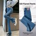 High-Waisted Flared Jeans For Women – Stretch Denim With Side Slits, Vintage Wash (Sizes 26-32, Cotton-Polyester Blend, Office To Night Out)_ecoleips.com