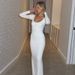 ZOEVA Hot-selling New Solid Color Comfortable Slim-fit Button U-neck Long-sleeved Hip-wrapped Temperament Dress Women's Clothing_ecoleips.com