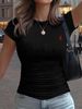 Women's Printed T-Shirt With Waist Gather Detail - Fashion Casual Top-15_ecoleips.com