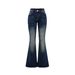European American Cross-border Hot-selling Women's Clothing: Slim-fit, Slightly Flared Jeans With Back Pocket Embroidery_ecoleips.com