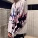 Women's High Street Fashion Abstract Graffiti Print T-Shirt Loose Fit Long Sleeve Blend Top for Spring New 2026_ecoleips.com