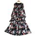 Women's French Style Chiffon Printed Dress Light Romantic Round Neck Long Sleeve A-Line Summer Dress With Ruffles_ecoleips.com