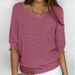 Women's Clothing Solid Color Round Neck Sweater For Women Commuting Elegant Three Quarter Sleeve Top Air Conditioning Shirt_ecoleips.com
