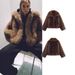 Faux Fur Jacket Women's Fashion Fall Coat Streetwear Stylish Polyester Outerwear Casual Blazer Brown S M L_ecoleips.com