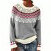 "Women's Chunky Knit Sweater - Soft Acrylic Blend Winter Pullover With Jacquard Pattern, Cozy Oversized Casual Sweater For Fall And Winter"_ecoleips.com