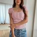 2026 Spring/Summer European American Slim-Fit Women's Top Y2K Solid Color Versatile Button V-Neck Short-Sleeve T-Shirt_ecoleips.com