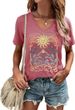Women's T-Shirt V-Neck Graphic Tees Vintage Boho Flowers Shirt Summer Casual Plant Short Sleeve Tshirt Tops_ecoleips.com