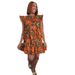 Women's Clothing Printed Flying Sleeves Loose Short Dress_ecoleips.com