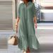 Cotton And Linen Long Irregular Dress, Shirt Collar Twist Button, Casual Skirt, Solid Color Loose Skirt_ecoleips.com