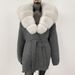 Luxury Oversized Knit Cardigan With Real Fox Fur Collar - Elegant Loose Fit Long Sleeve Open Front Sweater For Women_ecoleips.com