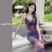 Women's Clothing Three Piece Long Skirt Fashionable Tie Dye Sexy Slim Steel Support Gathered Hot Spring Swimsuit Professional_ecoleips.com