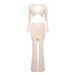 Summer New Women's Black Long Sleeve Sheer Twist Mesh Two-Piece Slimming Set Top And Pants_ecoleips.com