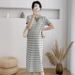 Summer New Korean Fashion Plaid Ice Silk Maternity Dress_ecoleips.com