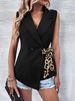 European And American Cross-border Women's Vest Jacket, Leopard Print Tie-up Top, Fashionable, Versatile, Elegant, New_ecoleips.com