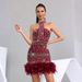 Elegant Feather Hem Cocktail Dress With Sequin Bust & Strapless Neckline For Parties And Galas_ecoleips.com