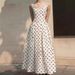 Elegant Retro Hepburn Style Sundress White Polka Dot Maxi Dress Waist Cinching Slimming New Style For Vacation_ecoleips.com