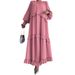 Women's Clothing New Ladies Middle Eastern Muslim Solid Color Temperament Long Fashion Elegant Dress_ecoleips.com