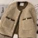 Elegant Faux Shearling Coat Women's Winter Short Jacket Soft Fleece Lined Outerwear Loose Fit Round Neck Casual Blouse_ecoleips.com