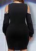 Plus Size Women Elegant Draped Collar Sequin Splice Ruched Waist Christmas Party Holiday Long Sleeve Dress, Autumn/Winter Maxi Women Outfit_ecoleips.com