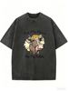 Not My Pasture Cow Sunflower Graphic Acid Wash Washed Oversized T Shirt Women Crew Neck Short Sleeve Loose Vintage Country Casual Tee_ecoleips.com