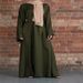 Elegant Spring Muslim Dress – Flowy Long Sleeve Maxi Dress With U-Neck & Flared Sleeves, Modest & Stylish Casual Wear_ecoleips.com