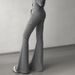 American-style Flared Yoga Pants For Women, Spring And Autumn High-waisted Casual Bootcut Pants, Gray Petite Sports_ecoleips.com