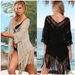 Women's Clothing Stitching Tassel Solid Color Woven Hollow Sunscreen Top_ecoleips.com