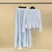 Elegant Blue Two-Piece Set With Intricate Beading & Subtle Fringe, Waist-Cinching Pleated Maxi Skirt, Formal Evening Gown_ecoleips.com