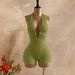 High-Neck Backless Jumpsuit - Elegant Knit Romper With Ring Detail, Casual To Club Wear For Women Soft Stretch Knit Fabric_ecoleips.com